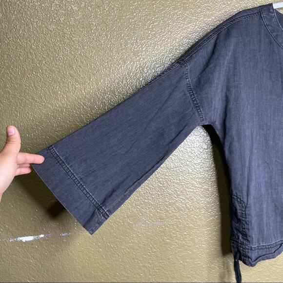 Madewell Womens Top Size XXS Black Long Sleeve Chambray V-Neck Pullover Casual - Picture 9 of 12